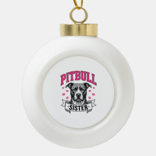 Pitbull-Schwester Vintage-Hundefreund Vektor-Desig Keramik Kugel-Ornament