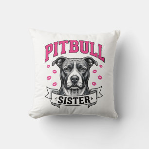 Pitbull-Schwester Vintage-Hundefreund Vektor-Desig Kissen