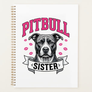 Pitbull-Schwester Vintage-Hundefreund Vektor-Desig Planer