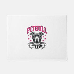 Pitbull-Schwester Vintage-Hundefreund-Vektordesign Fußmatte