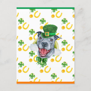 Pitbull Shamrock Muster St. Patricks Tag Feiertagspostkarte