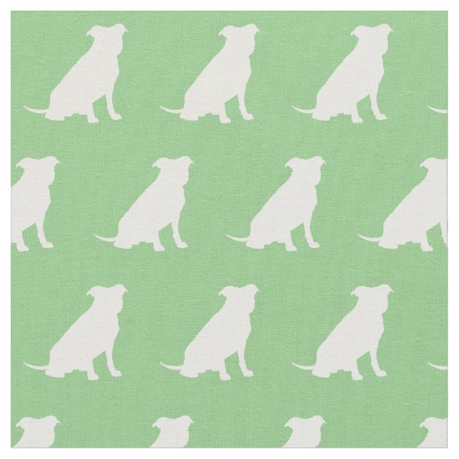 Pitbull Silhouette Pet Pit Bull Sage Green Stoff (Nahaufnahme)