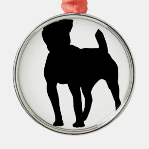 Pitbull Silhouette Silbernes Ornament