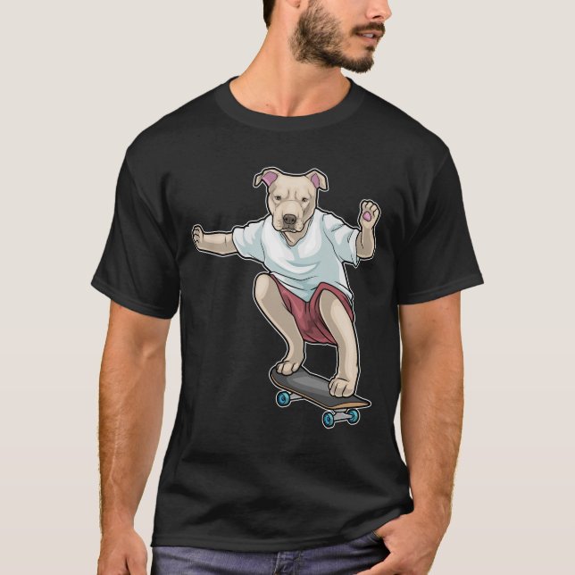 Pitbull Skater Skateboard T-Shirt (Vorderseite)