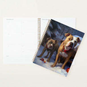 Pitbull Snowy Sleigh Weihnachtsdekor Planer