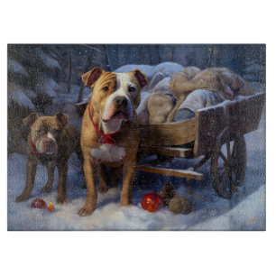 Pitbull Snowy Sleigh Weihnachtsdekor Schneidebrett