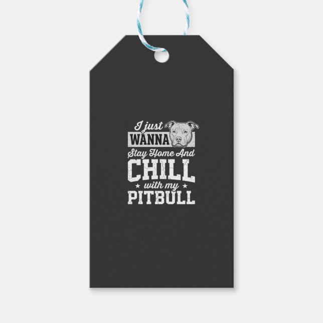 Pitbull Stay Home And Chill Design Geschenkanhänger (Vorderseite)
