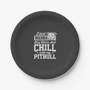 Pitbull Stay Home And Chill Design Pappteller