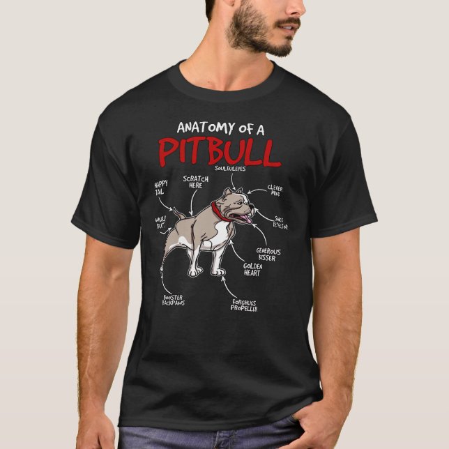 Pitbull Stuff Hunde Anatomie eines Pitbull T-Shirt (Vorderseite)