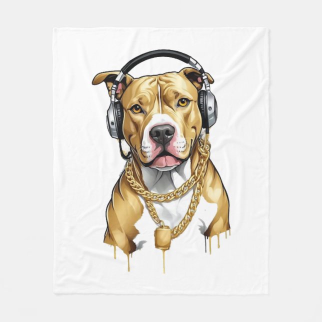Pitbull-T-Shirt im Streetstyle Fleecedecke (Vorderseite)