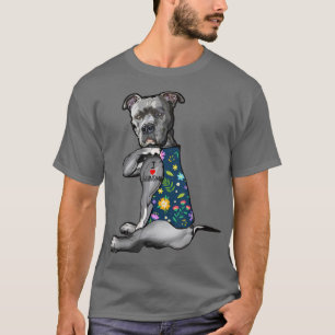 Pitbull Tattoo I Liebe Oma Blume Mütter Tag  T-Shirt