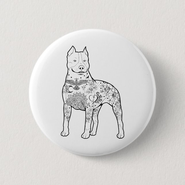 Pitbull Tattoos Design Dog Trainer Coole Pitbuli A Button (Vorderseite)