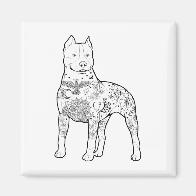 Pitbull Tattoos Design Dog Trainer Coole Pitbuli A Magnet (Vorne)