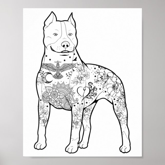 Pitbull Tattoos Design Dog Trainer Coole Pitbuli A Poster (Vorne)