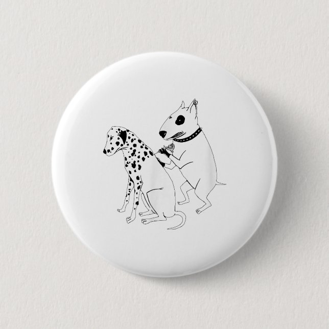 Pitbull Terrier Dog Animal Dalmatiner Tattoo Welpp Button (Vorderseite)