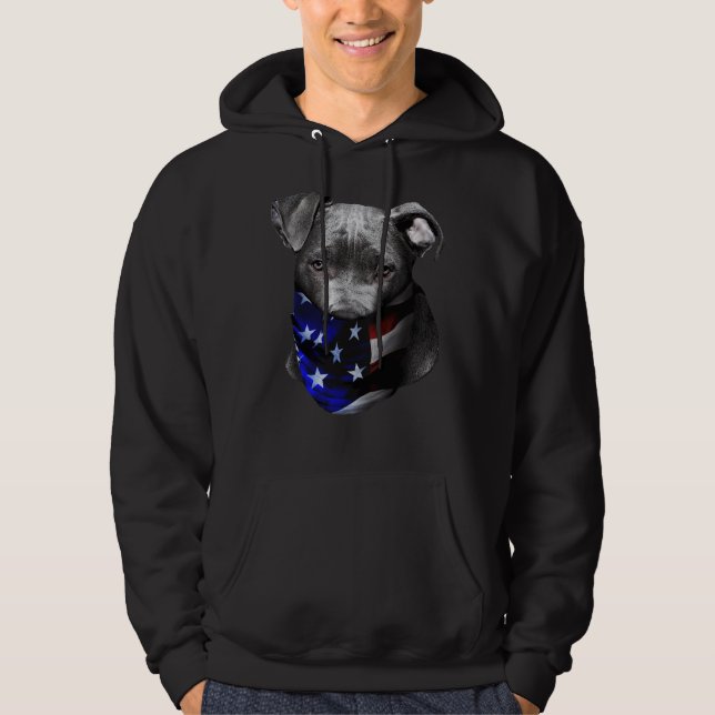 Pitbull Terrier Hund mit der US-amerikanischen Ban Hoodie (Vorderseite)