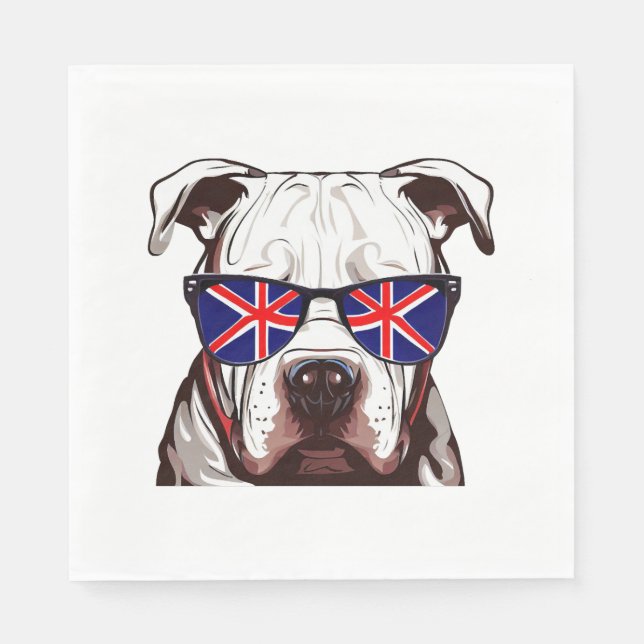 Pitbull Tragen Union Jack Sonnenbrille Serviette (Vorderseite)