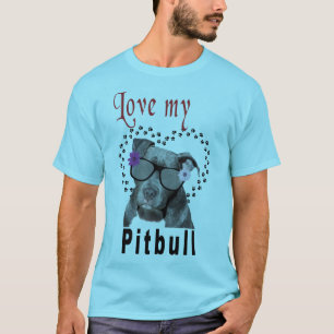 Pitbull trägt eine Sonnenbrille T-Shirt