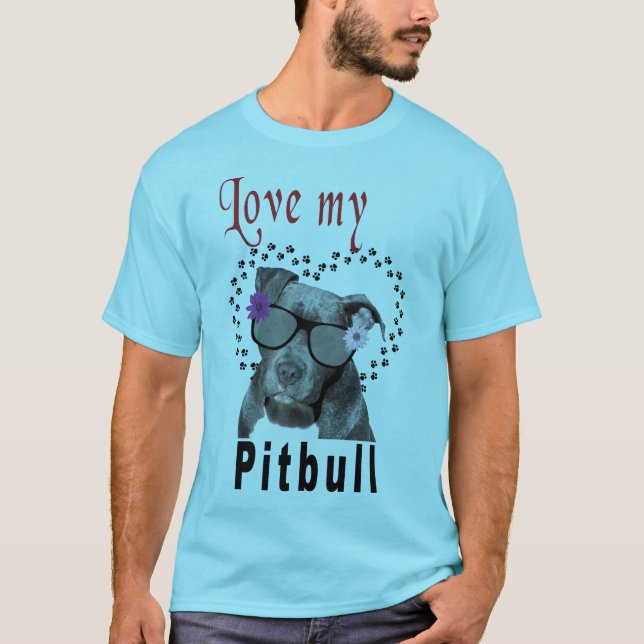 Pitbull trägt eine Sonnenbrille T-Shirt (Vorderseite)