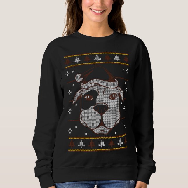 Pitbull Ugly Christmas Funny Dog Lover Eigentümer  Sweatshirt (Vorderseite)