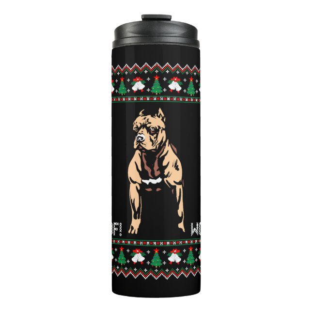 Pitbull Ugly Christmas Sweater Thermosbecher (Vorderseite)
