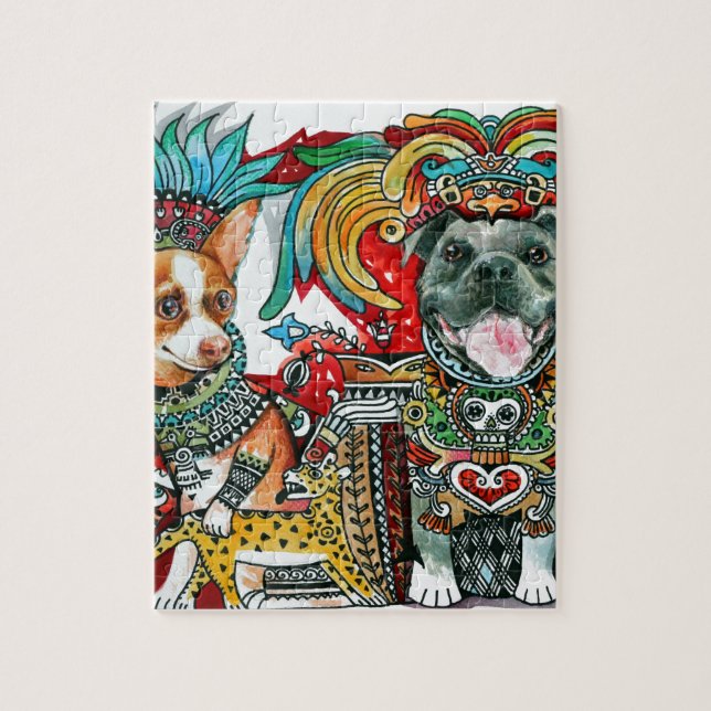 Pitbull und Chihuahua Puzzle (Vertikal)