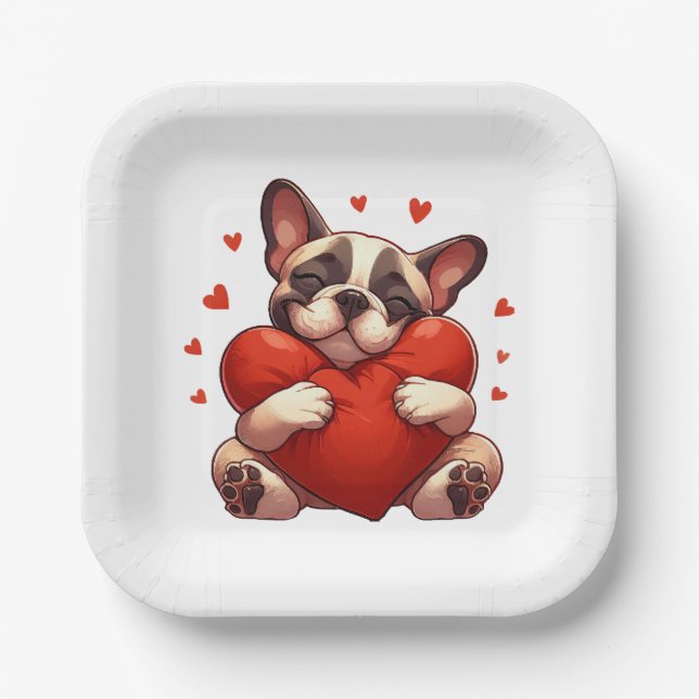 Pitbull Valentinstag Geschenke Pappteller (Vorderseite)