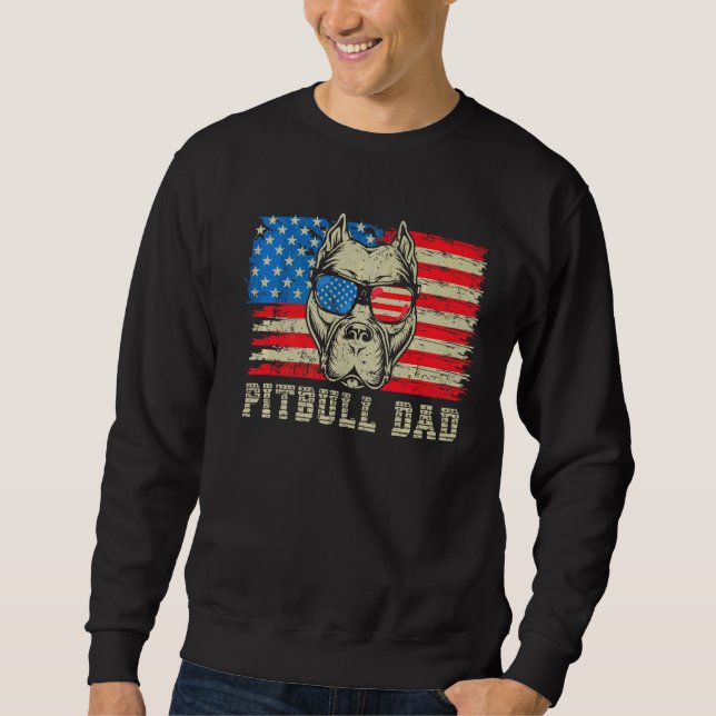 Pitbull Vater American Pit Bull Dog US Flag 4. J Sweatshirt (Vorderseite)