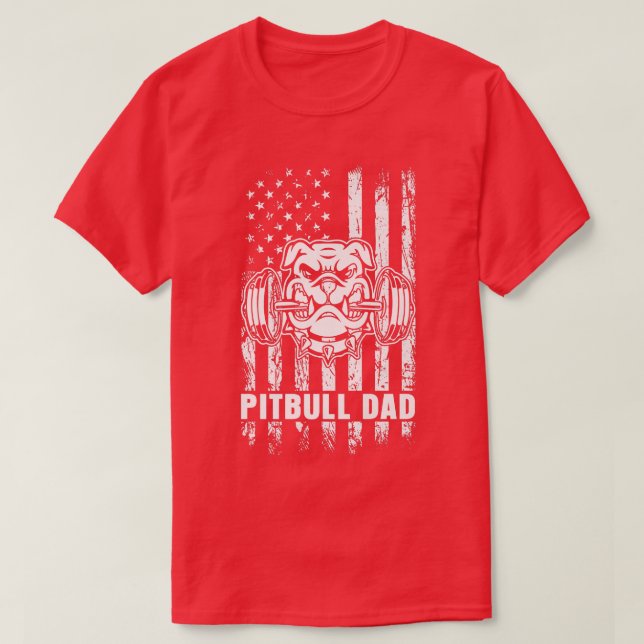 Pitbull Vater American Pit Bull Dog US Flag 4. J T-Shirt (Design vorne)