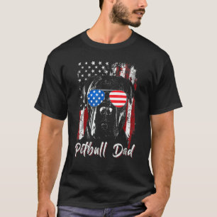 Pitbull-Vater Amerika-Flagge 4. Juli Hund-Vater Mu T-Shirt