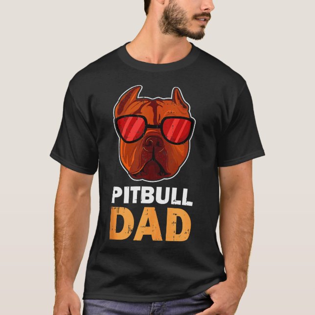 Pitbull Vater Cool Funny Pitbull Dog T-Shirt (Vorderseite)