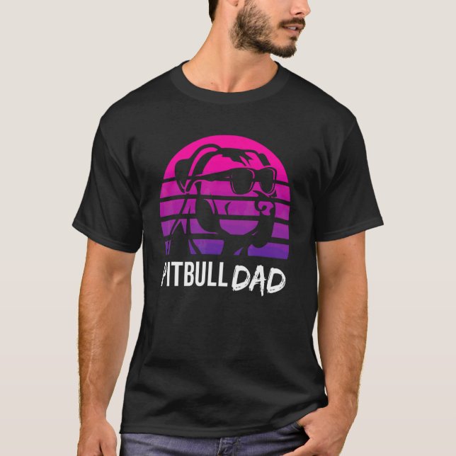 Pitbull-Vater Retro 80er Pitbull Hund T-Shirt (Vorderseite)