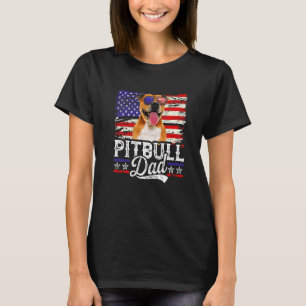 Pitbull-Vater USA-Flagge Patriotischer Vatertag He T-Shirt