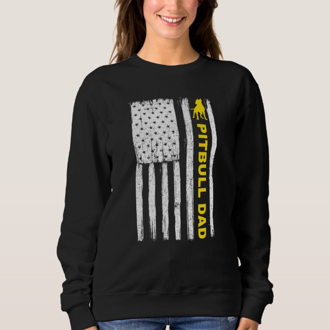 Pitbull Vater Vintag Patriotic mit amerikanischer  Sweatshirt (Vorderseite)