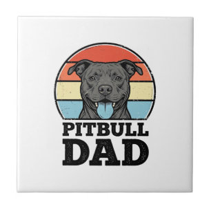 Pitbull-Vater Vintage-Hundefreund-Shirt-Design (2) Fliese