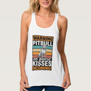 Pitbull-Warnung Küsse Eingehend Vintage-Hund-Desig Tank Top