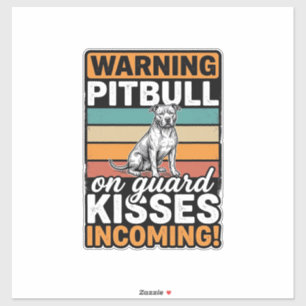 Pitbull-Warnung Küsse Eingehend Vintage-Hundedesig Aufkleber