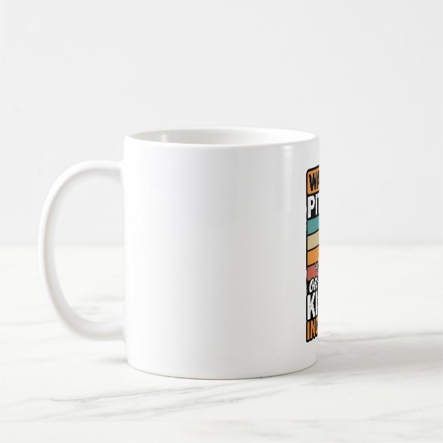 Pitbull-Warnung Küsse Eingehend Vintage-Hundedesig Kaffeetasse (Links)