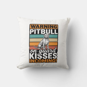 Pitbull-Warnung Küsse Eingehend Vintage-Hundedesig Kissen
