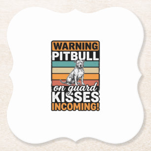 Pitbull-Warnung Küsse Eingehend Vintage-Hundedesig Untersetzer