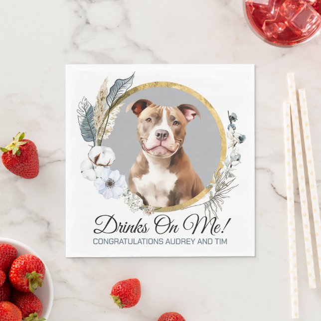 Pitbull Wedding Napkins mit Foto von Hunden Serviette (Beispiel)