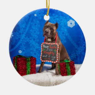 Pitbull-Weihnachten Keramik Ornament