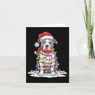 Pitbull Weihnachtsbaum Weihnachtsmannmütze Lights Karte