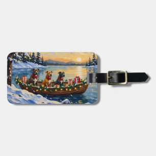 Pitbull-Weihnachtsboot-Feiertag Gepäckanhänger