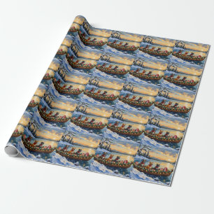 Pitbull-Weihnachtsboot-Feiertag Geschenkpapier