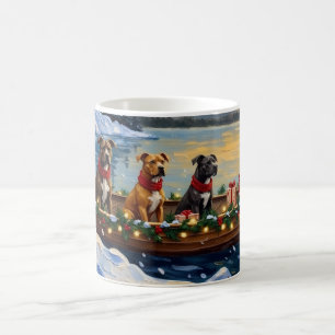 Pitbull-Weihnachtsboot-Feiertag Kaffeetasse