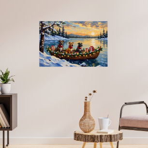Pitbull-Weihnachtsboot-Feiertag Poster