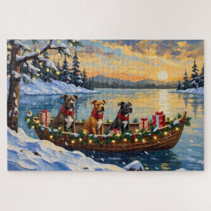 Pitbull-Weihnachtsboot-Feiertag Puzzle