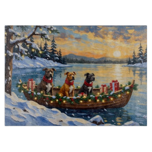Pitbull-Weihnachtsboot-Feiertag Schneidebrett