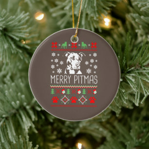 Pitbull Weihnachtsliebhaber Merry Pitmas Ugly Chri Keramik Ornament